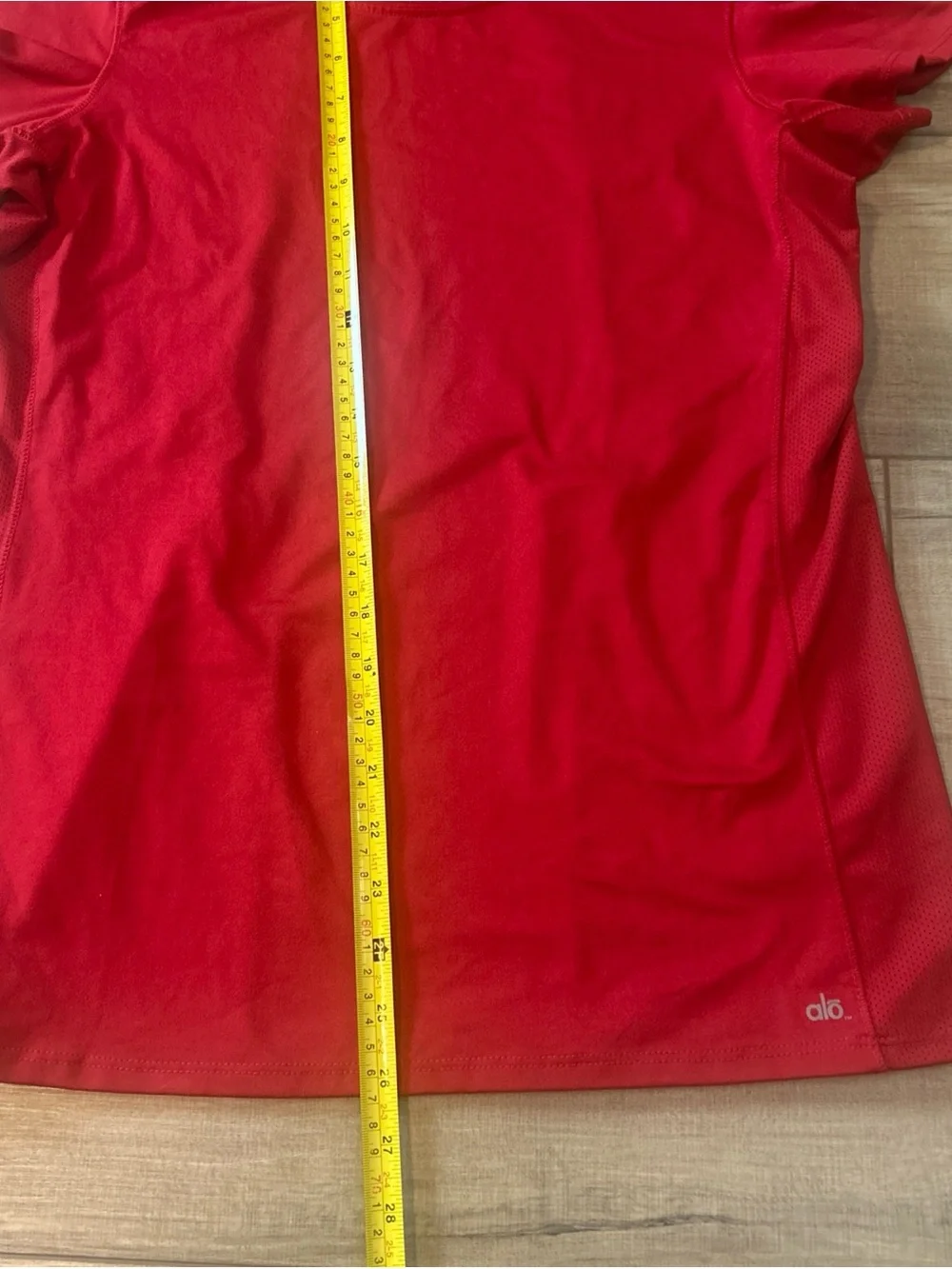 ALO Airbrush Fitness Tee Athletic Workout Gym Travel Lounge Yoga Red Women L
